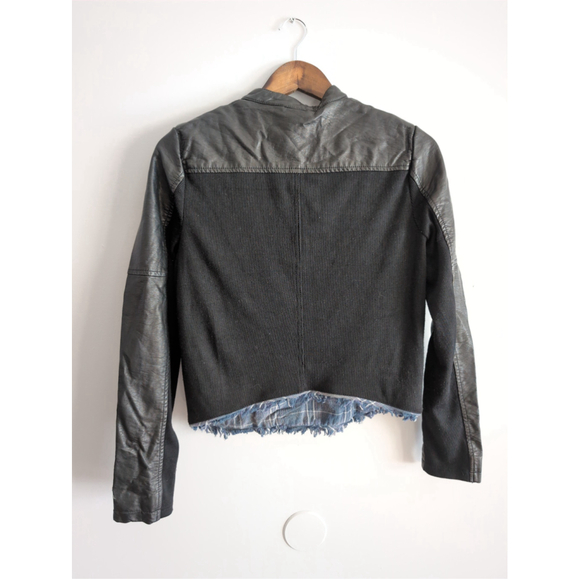 Free people Faux Leather Plaid Snap Button Motor Jacket Womens Sz XS Bikercore - Picture 2 of 11